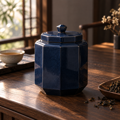 Midnight Faceted Tea Jar closed, generated design illustration; props excluded