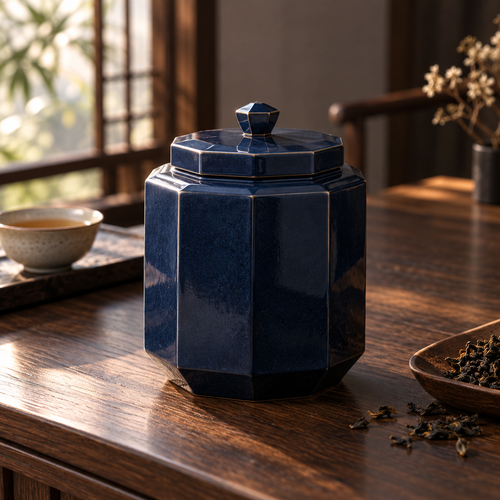 Midnight Faceted Tea Jar closed, generated design illustration; props excluded