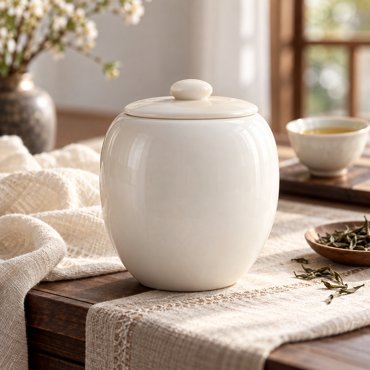 Pearl Oval Tea Jar closed, generated design illustration; props excluded