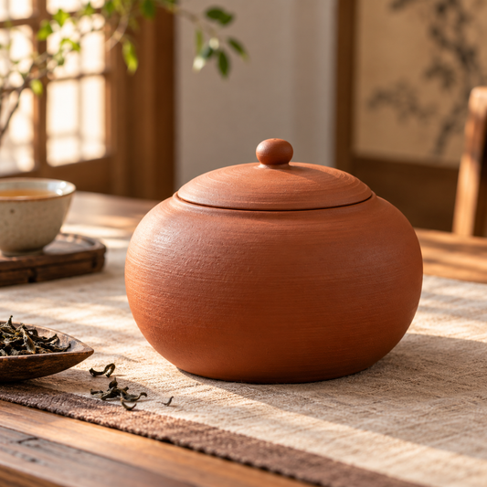 Rust Red Tea Jar closed, generated design illustration; props excluded