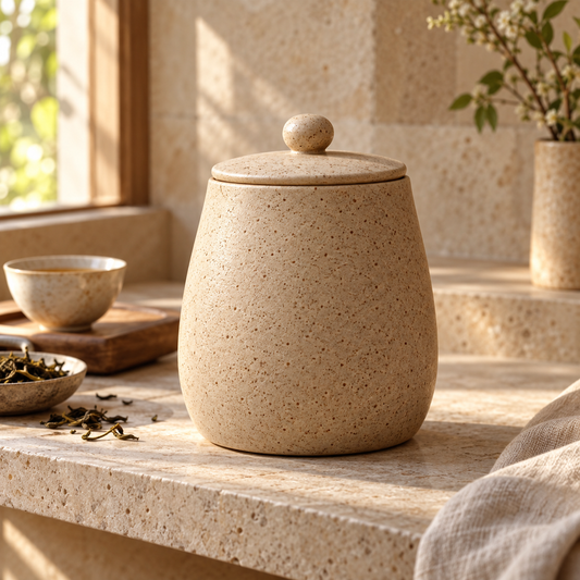 Sand Speckle Tea Jar closed, generated design illustration; props excluded